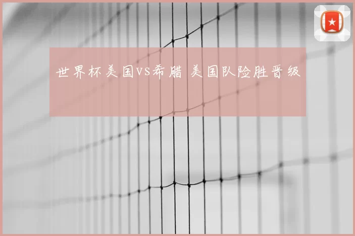 世界杯美国vs希腊 美国队险胜晋级